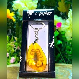 Real Scorpion Trapped in Natural Amber - Keychain